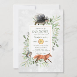 Grünes Waldland Kinderdusche Einladung