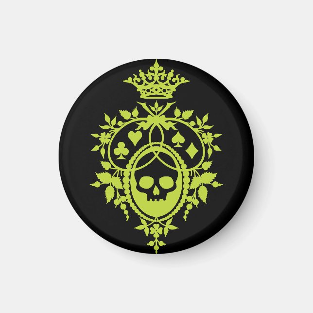 Grünes Wappen mit Skull und Cardsuits Magnet (Vorne)