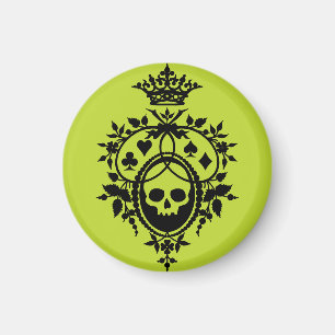 Grünes Wappen mit Skull und Cardsuits Magnet