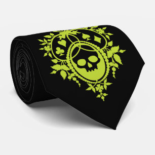 Grünes Wappen mit Skull und Cardsuits Neck Tie Krawatte