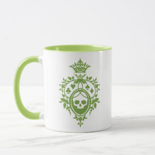 Grünes Wappen mit Tasse Skull und Cardsuits