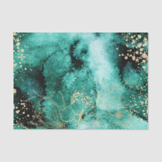 Grünes Wasser mit goldenen Blume Seidenpapier