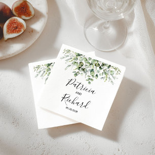 Grünes Wasserfarben-Hochzeit Serviette