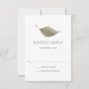 Grünes Wasserfarbenleaf Hochzeit RSVP Karte