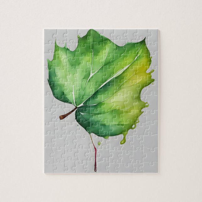 Grünes Wasserfarbenleaf Puzzle (Vertikal)