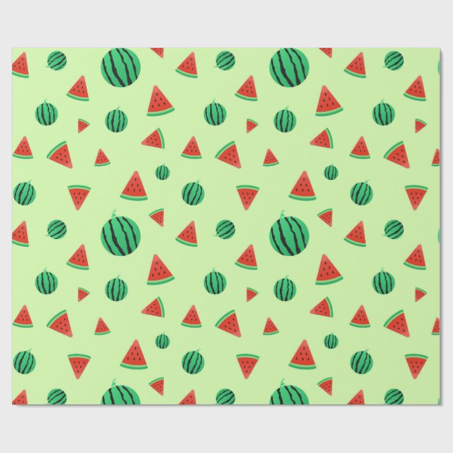 Grünes Watermelon Muster Geschenkpapier (Flach)