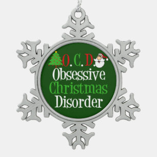 Grünes Weihnachten lustig Schneeflocken Zinn-Ornament