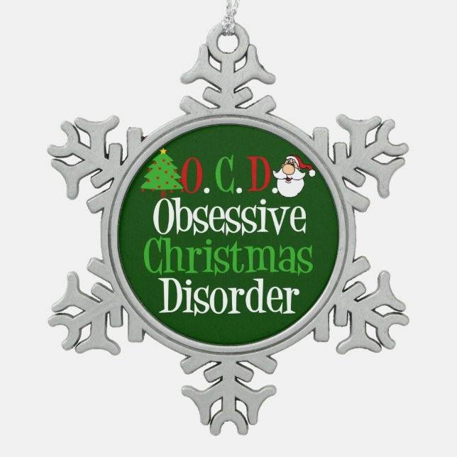 Grünes Weihnachten lustig Schneeflocken Zinn-Ornament (Vorderseite)