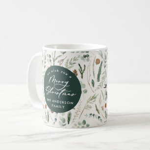 Grünes Weihnachten minimalistisches botanisches Fo Kaffeetasse