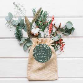 Grünes Weihnachten minimalistisches botanisches Fo Runder Aufkleber