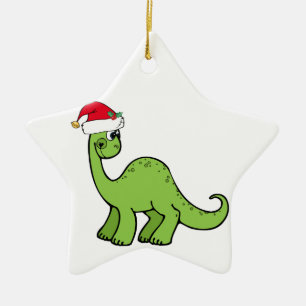 Grünes Weihnachten scherzt Dinosaurier Sankt Keramik Ornament