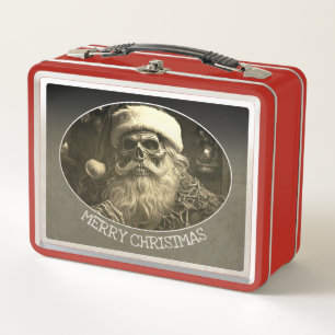 Grünes Weihnachten - Skelett-Weihnachtsmann 65609 Metall Brotdose