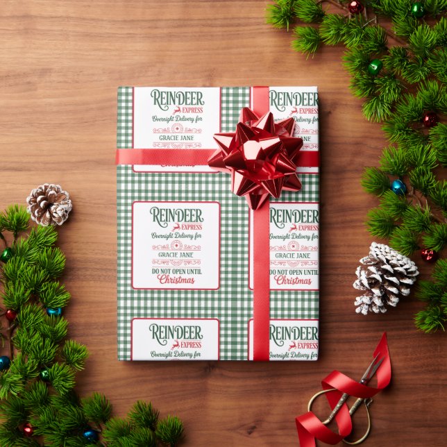Grünes Weihnachts-Express-Lieferung Weihnachtskari Geschenkpapier (Feiertagsgeschenk)
