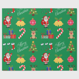 Grünes Weihnachts-Ikonen-Umbruchpapier Geschenkpapier