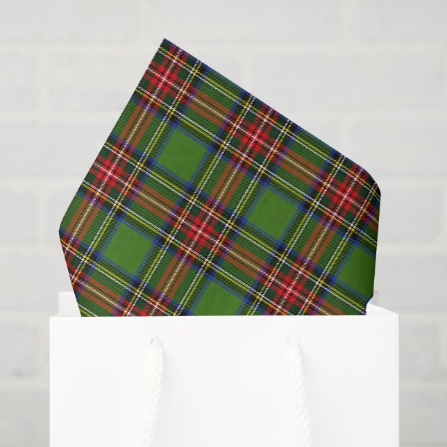 Grünes Weihnachts-Karomuster Seidenpapier (Geschenktüte)