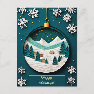 Grünes Weihnachts-Schmuck Schnee Magie Festliche W Postkarte