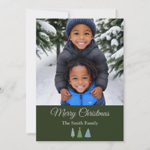Grünes Weihnachtsbaum Personalisiertes Foto Feiertagskarte