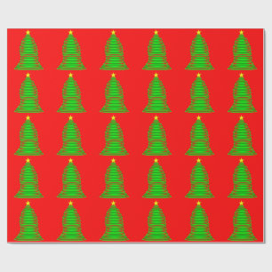 Grünes Weihnachtsbaum Rotes Wrapping Paper Geschenkpapier