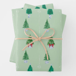 Grünes Weihnachtsbaumwrapping Paper Geschenkpapier Set