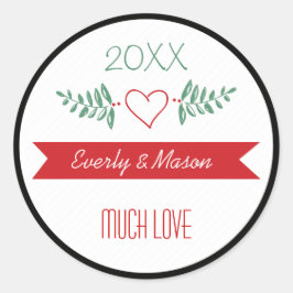 Grünes Weihnachtsferien-Foto Runder Aufkleber