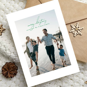 grünes Weihnachtsgebäck Kalligrafie Foto Feiertagskarte