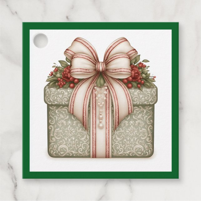 Grünes Weihnachtsgeschenk Geschenkanhänger (Vorderseite)