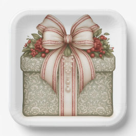 Grünes Weihnachtsgeschenk Pappteller