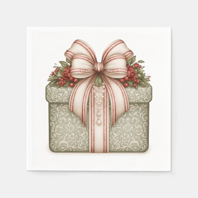 Grünes Weihnachtsgeschenk Serviette (Vorderseite)