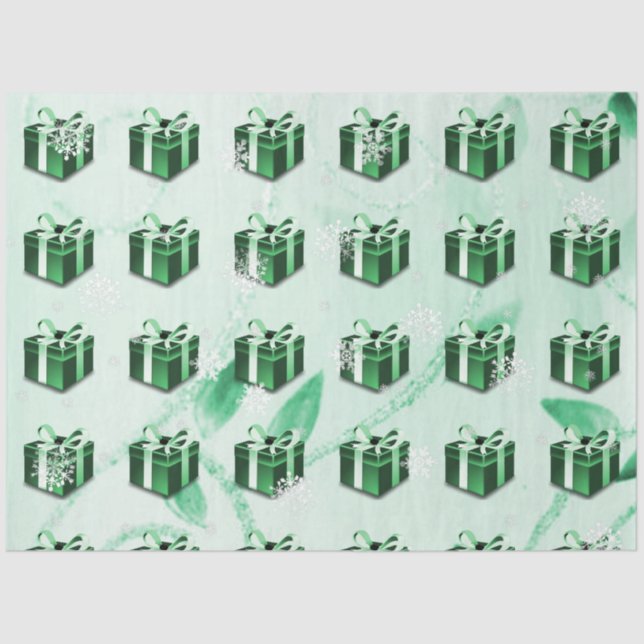 Grünes Weihnachtsgeschenkpapier Seidenpapier (Vorderseite)