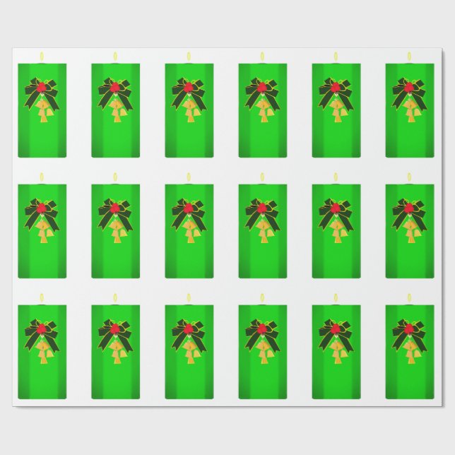 Grünes Weihnachtskerzenpapier Geschenkpapier (Flach)