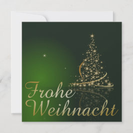 Grünes Weihnachtsmotiv mit goldenem Weihnachtsbaum Einladung