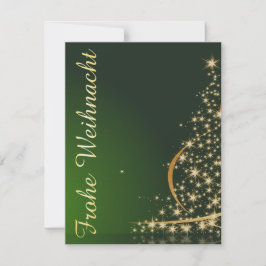 Grünes Weihnachtsmotiv mit goldenem Weihnachtsbaum Einladung