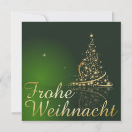 Grünes Weihnachtsmotiv mit goldenem Weihnachtsbaum Einladung