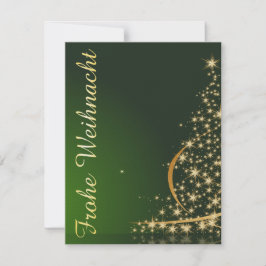 Grünes Weihnachtsmotiv mit goldenem Weihnachtsbaum Einladung