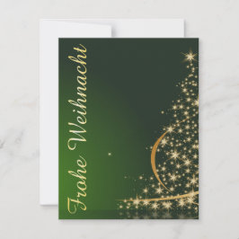 Grünes Weihnachtsmotiv mit goldenem Weihnachtsbaum Einladung