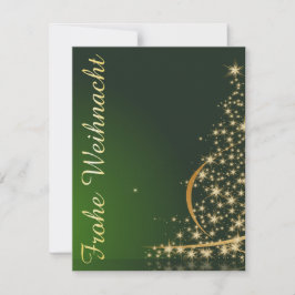 Grünes Weihnachtsmotiv mit goldenem Weihnachtsbaum Einladung