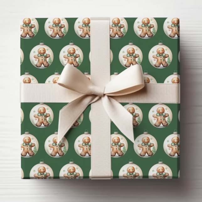 Grünes Weihnachtsschmuckpapier Geschenkpapier (Green Christmas Ornaments Wrapping Paper
)