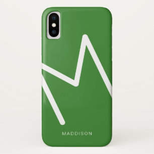 Grünes Weiß Monogramm Einfach Personalisiert Case-Mate iPhone Hülle