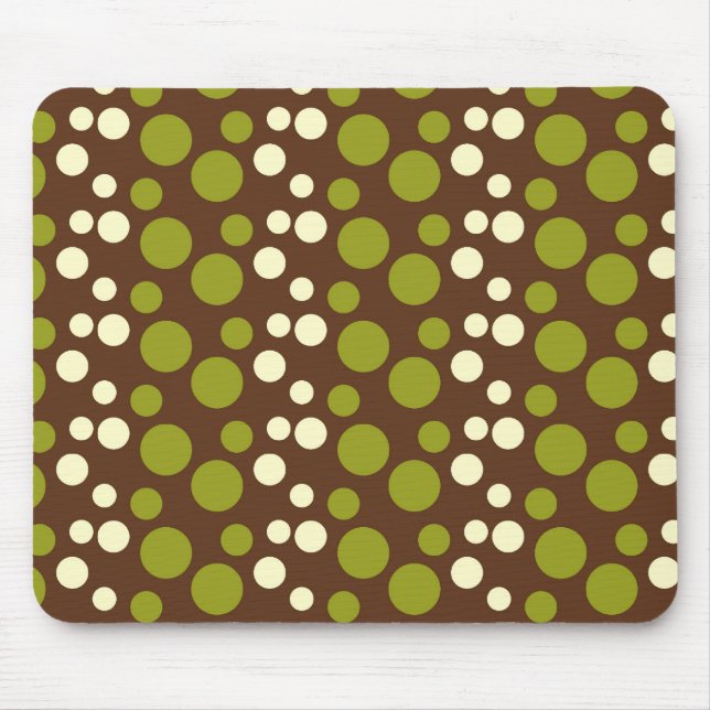 Grünes weißes Brown-Tupfen-Muster Mousepad (Vorne)