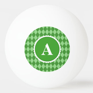 Grünes weißes Karo-Monogramm-Muster Tischtennisball