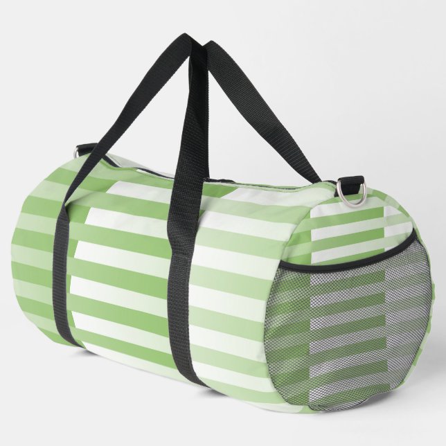 Grünes, weißes Muster Duffle Bag (Rechte Ecke)