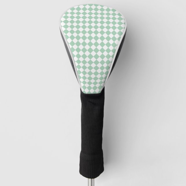 Grünes weißes Schachbrett Diamantmuster Golf Headcover (Vorderseite)
