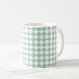 Grünes weißes Schachbrett Diamantmuster Kaffeetasse