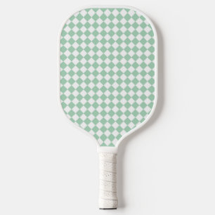 Grünes weißes Schachbrett Diamantmuster Pickleball Schläger