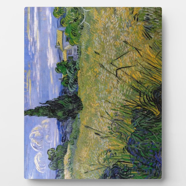 Grünes Weizenfeld mit Cypress von Van Gogh. Fotoplatte (Vorderseite)