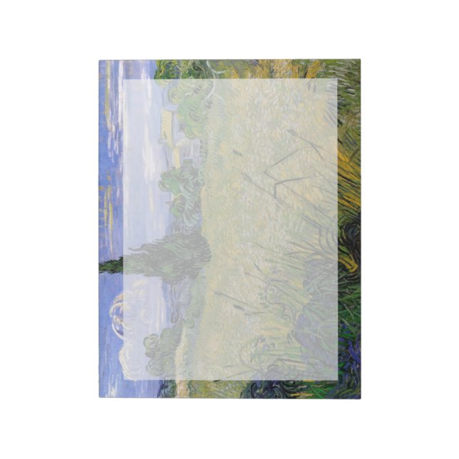 Grünes Weizenfeld mit Cypress von Van Gogh. Notizblock (Rotiert)
