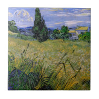 Grünes Weizenfeld mit Cypress von Vincent van Gogh