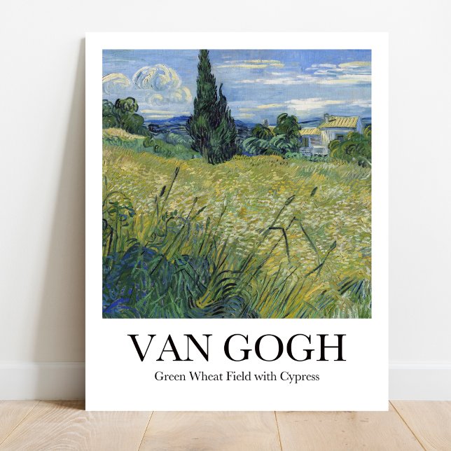 Grünes Weizenfeld mit Cypress von Vincnt van Gogh Poster (Van Gogh's Sun-Kissed Fields: "Green Wheat Field with Cypress." Museum-quality poster)