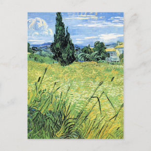 Grünes Weizenfeld mit Zypresse, Postkarte