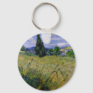 Grünes Weizenfeld mit Zypresse von Van Gogh. Schlüsselanhänger